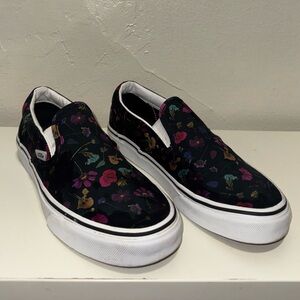 Vans Black Floral Slip-On Sneakers